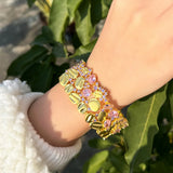 Big CZ Indian Tennis Bracelet Bangle Party Jewelry S031