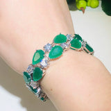 Red Cubic Zircon Stone Wide Bracelet for Women Wedding Party Dress Accessories