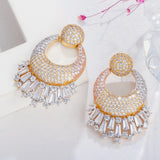 18k Micro Pave Full CZ Stone Round Dangle Earrings for Women