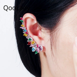 Multicolor CZ Asymmetrical Climber Earrings