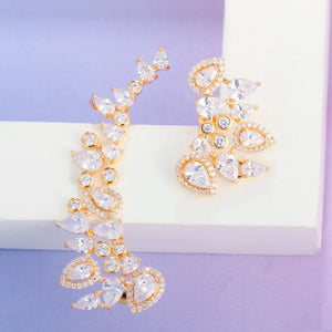 Multicolor CZ Asymmetrical Climber Earrings
