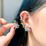 Multicolor CZ Asymmetrical Climber Earrings