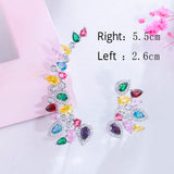 Multicolor CZ Asymmetrical Climber Earrings