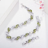 QooLady Purple Pink CZ Stone Mix Leaf Charm Bracelet Bangle for Women S025