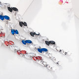 QooLady Purple Pink CZ Stone Mix Leaf Charm Bracelet Bangle for Women S025