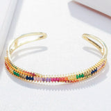 Colorful CZ Baguette Stone X Cross Bangle Bracelet K006