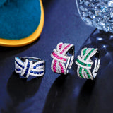 Green Red CZ Adjustable Size Open Finger Ring for Women F091