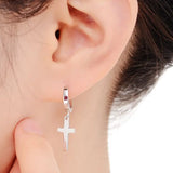 925 Silver Cross Ear Pendant Earrings