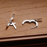 925 Silver Cross Ear Pendant Earrings