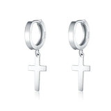 925 Silver Cross Ear Pendant Earrings
