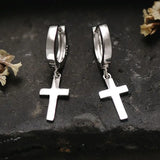 925 Silver Cross Ear Pendant Earrings