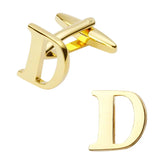 Brass golden A-Z Letters Cufflinks for mens gemelos bouton manchette