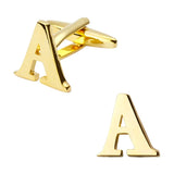 Brass golden A-Z Letters Cufflinks for mens gemelos bouton manchette