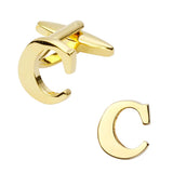 Brass golden A-Z Letters Cufflinks for mens gemelos bouton manchette