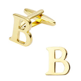 Brass golden A-Z Letters Cufflinks for mens gemelos bouton manchette