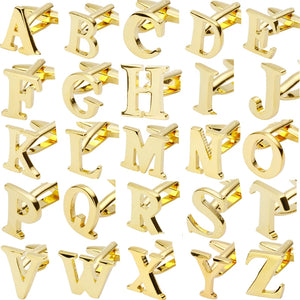 Brass golden A-Z Letters Cufflinks for mens gemelos bouton manchette