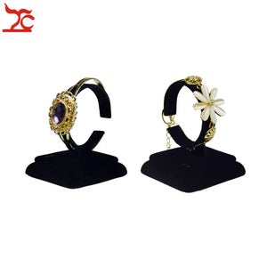 Red Velvet Bracelet Chain Display Rack Wooden Bangle Watch Stand
