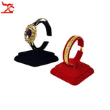 Red Velvet Bracelet Chain Display Rack Wooden Bangle Watch Stand