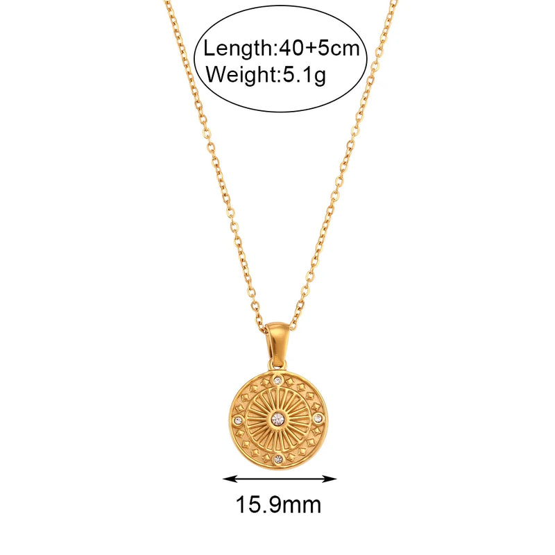 Waterproof Stainless Steel Moon Pendant Necklace