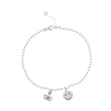 925 Silver Crown Pendant Anklet for Women