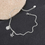 925 Silver Crown Pendant Anklet for Women