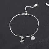 925 Silver Crown Pendant Anklet for Women