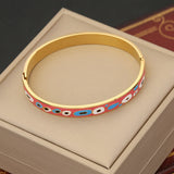 Colorful Stainless Steel Evil Eye Enamel Bangle Bracelet