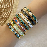 Colorful Stainless Steel Evil Eye Enamel Bangle Bracelet