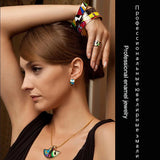 Women Costume Gilded Ball Jewelry Enamel Bead Necklace