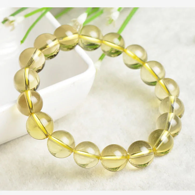 Natural Brazil Lemon Citrine Crystal Bracelet for Men Women