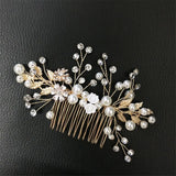 Bridal Tiara Hair Combs Golden Leaf Flower Hair Pin