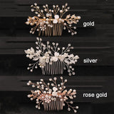 Bridal Tiara Hair Combs Golden Leaf Flower Hair Pin