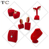 Red Velvet Jewelry Display Holder Storage Stand