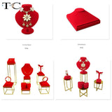 Red Velvet Jewelry Display Holder Storage Stand