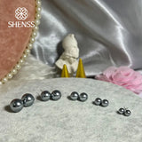 Grey Shell Pearl Stud Earrings 925 Sterling Silver Jewelry