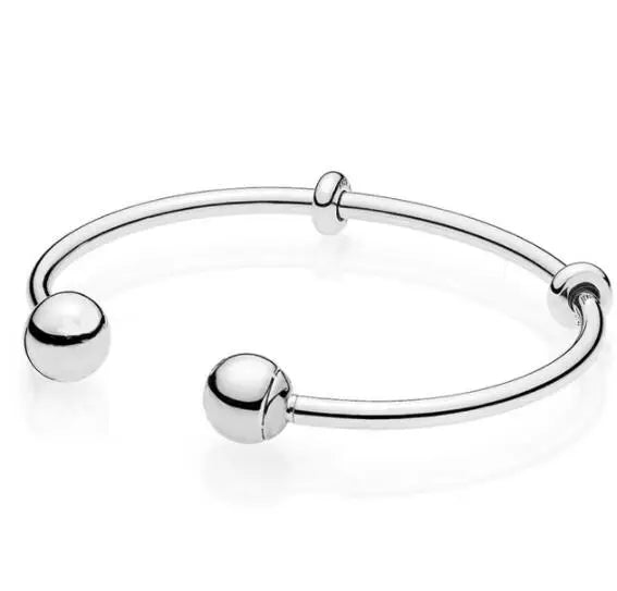Moments Silver Open Signature Caps Pan Bracelet Charm 925 Sterling Silver