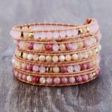 Bohemian Leather Wrap Bracelet with Natural Stones