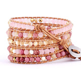Bohemian Leather Wrap Bracelet with Natural Stones