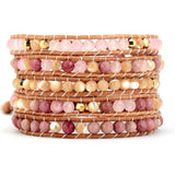 Bohemian Leather Wrap Bracelet with Natural Stones