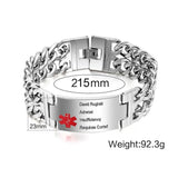Personalized Medical ID Alert Men Stainless Steel Bracelet