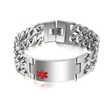 Personalized Medical ID Alert Men Stainless Steel Bracelet