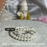 Shell Pearl Bracelet 4mm-8mm Multilayer Elastic Women's Bracelet