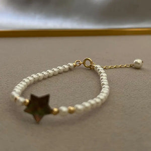 Shell Pearl Star Bracelet 4mm with Extension Chain