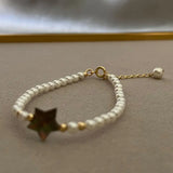 Shell Pearl Star Bracelet 4mm with Extension Chain