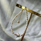 Shell Pearl Star Bracelet 4mm with Extension Chain