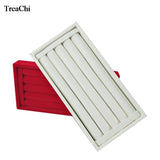 Wooden Ring Bar Jewelry Display Case Red Velvet Earring Storage Box