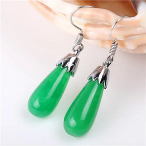 Natural Green Jade Drops Love Malay Jade Earrings
