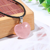 Quartz Crystal Heart Stone Pendant Pink Necklace Charm Lot 30pcs 20mm