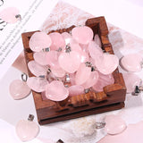 Quartz Crystal Heart Stone Pendant Pink Necklace Charm Lot 30pcs 20mm