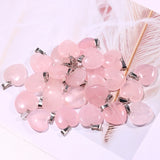 Quartz Crystal Heart Stone Pendant Pink Necklace Charm Lot 30pcs 20mm